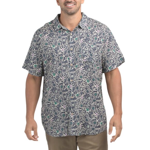 MARINE LAYER Floral Multi Tencel Linen Blend Shirt